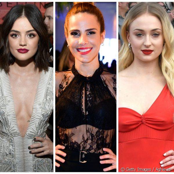 Confira os detalhes das maquiagens e unhas de famosas como Lucy Hale, Wanessa e Sophie Turner (Getty Images / AgNews)